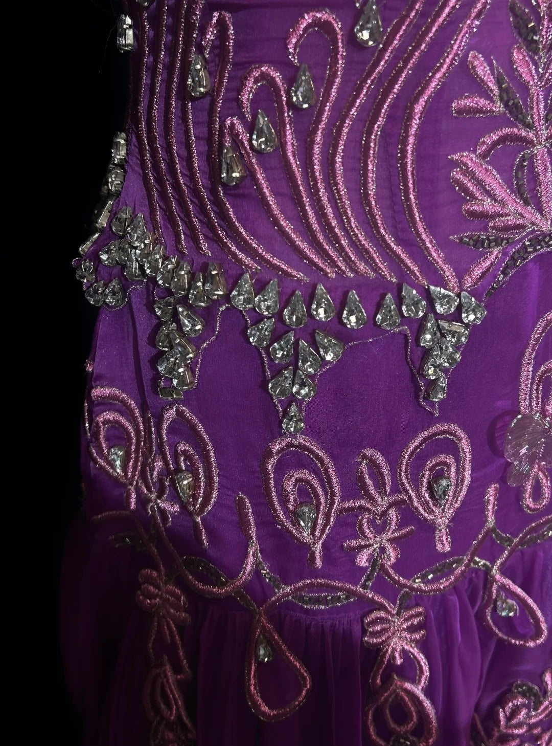 Vintage Prom Dresses Mermaid Spaghetti Strap Purple Chiffon With Beads Appliques Floor Length 80s Formal Gown N2583