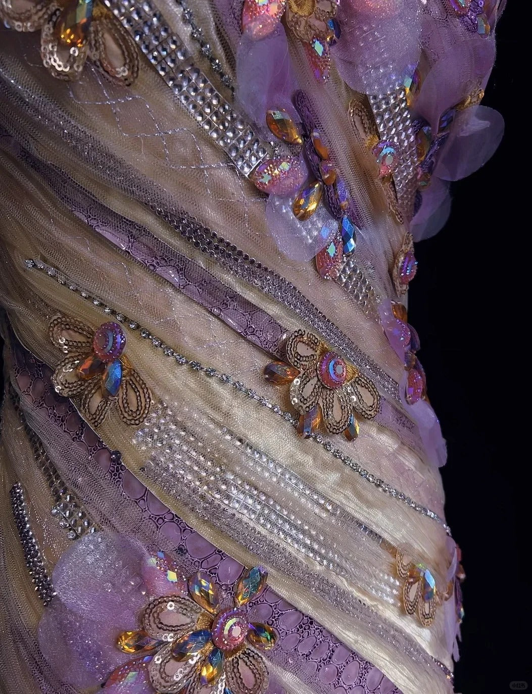 Robes de bal années 90 de rêve Sirène Asymétrique Lilas avec Fleurs 3D Tenues de soirée formelles N3802