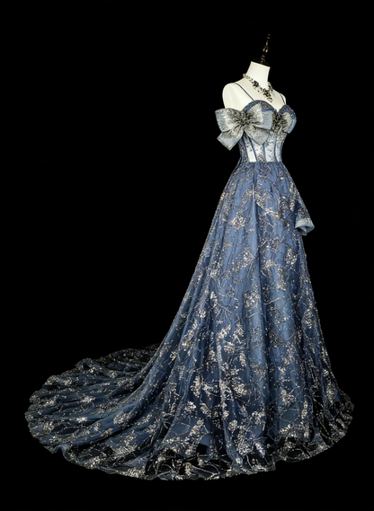 Robe de bal vintage, robe de soirée esthétique à fines bretelles, sequins gris, longue, inspiration robe de soirée formelle N1849
