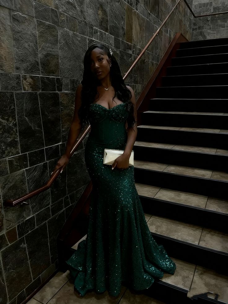 Robe de bal longue sirène à sequins dorés, dos lacé, pour femmes noires grandes tailles N828