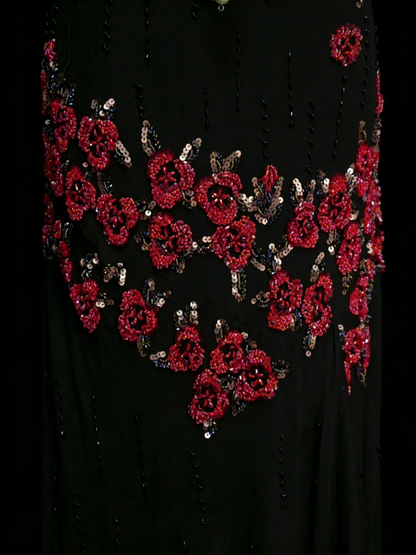 Vintage Mermaid V Neck Black With Beads Bodice College Formal Outfit Long Prom Graduation Dresses For Teens N1308