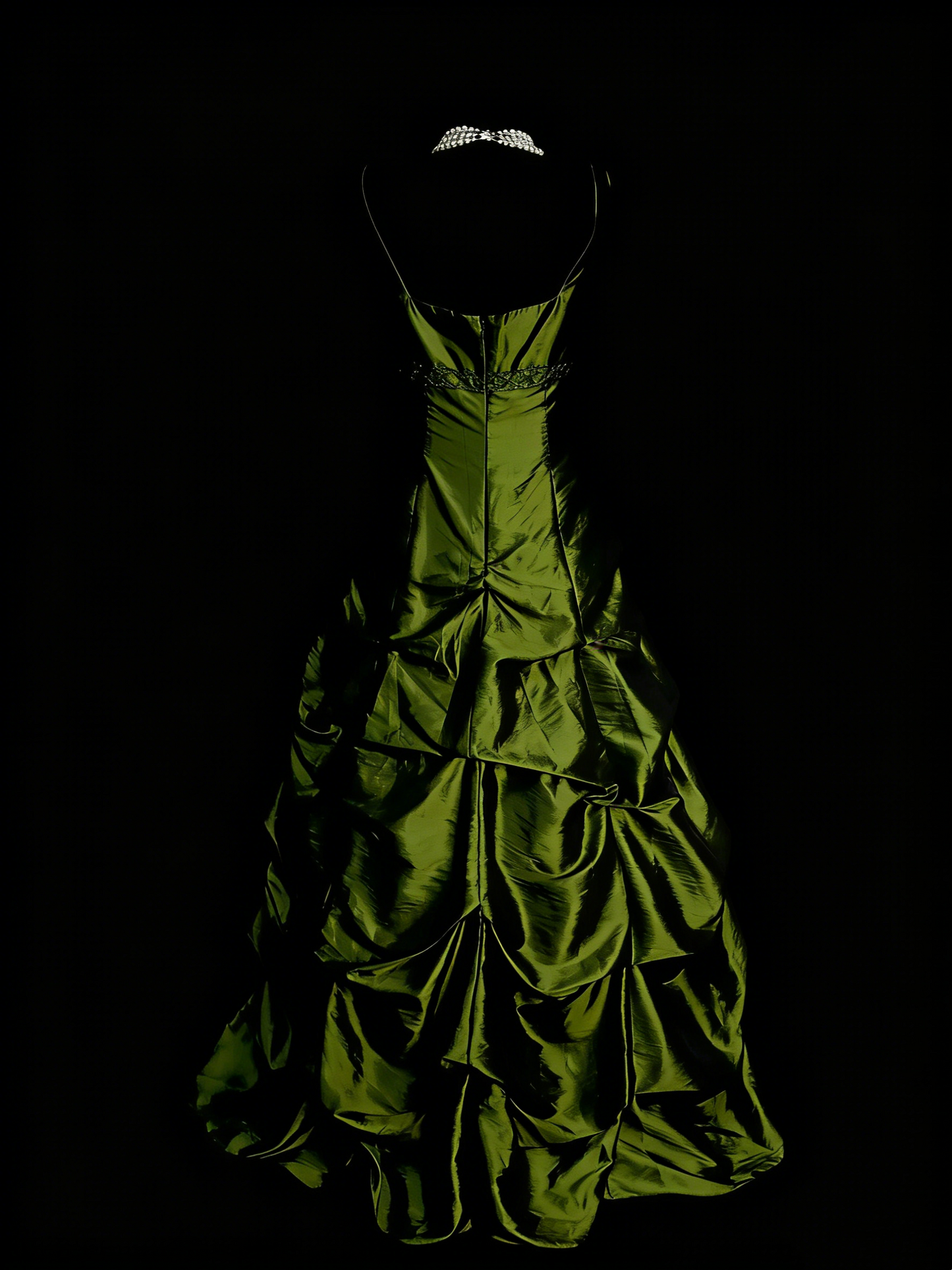 Vintage Prom Dresses Aesthetic 1960s Retro Ball Gown V Neck Olive Green Long Party Dress N2133
