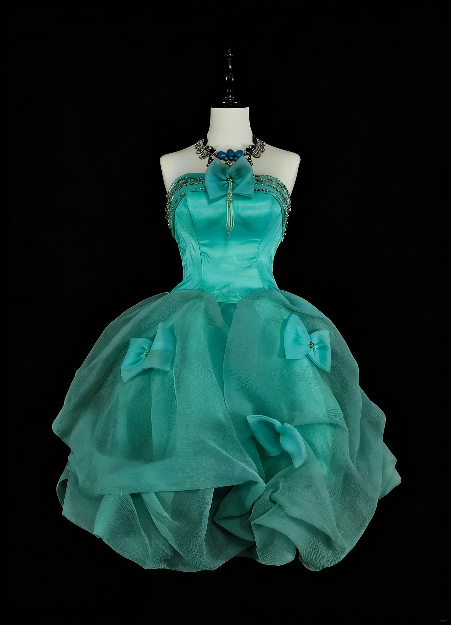 Robe de bal bustier unique en tulle vert, inspiration années 2000, robes de bal courtes, inspiration robes de soirée N1367