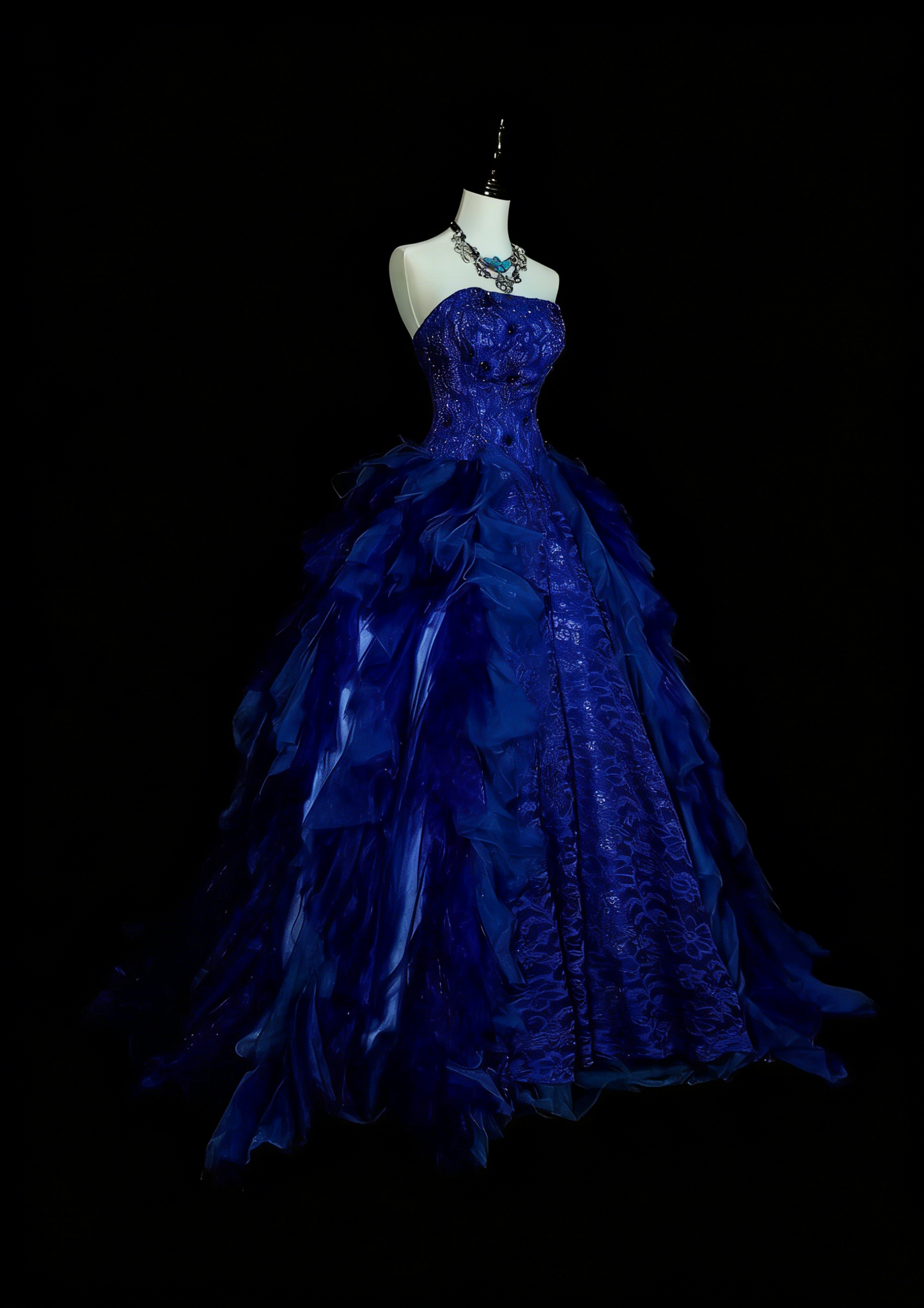 Vintage Ballkleid, trägerlos, königsblau, Tüllspitze, Sweet 16 Kleider, Quinceañera Kleid, lang, Vestidos De Fiesta N1482