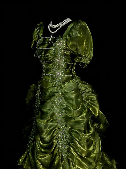 Vintage Prom Dresses Aesthetic 1960s Retro Ball Gown Square Neck Olive Green Long Party Dress N2134
