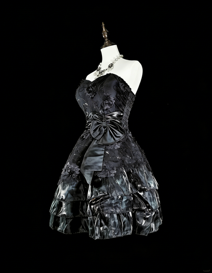 Robe de soirée bustier noire courte mini pour bal de fin d'année, robes de retour à la maison N2155