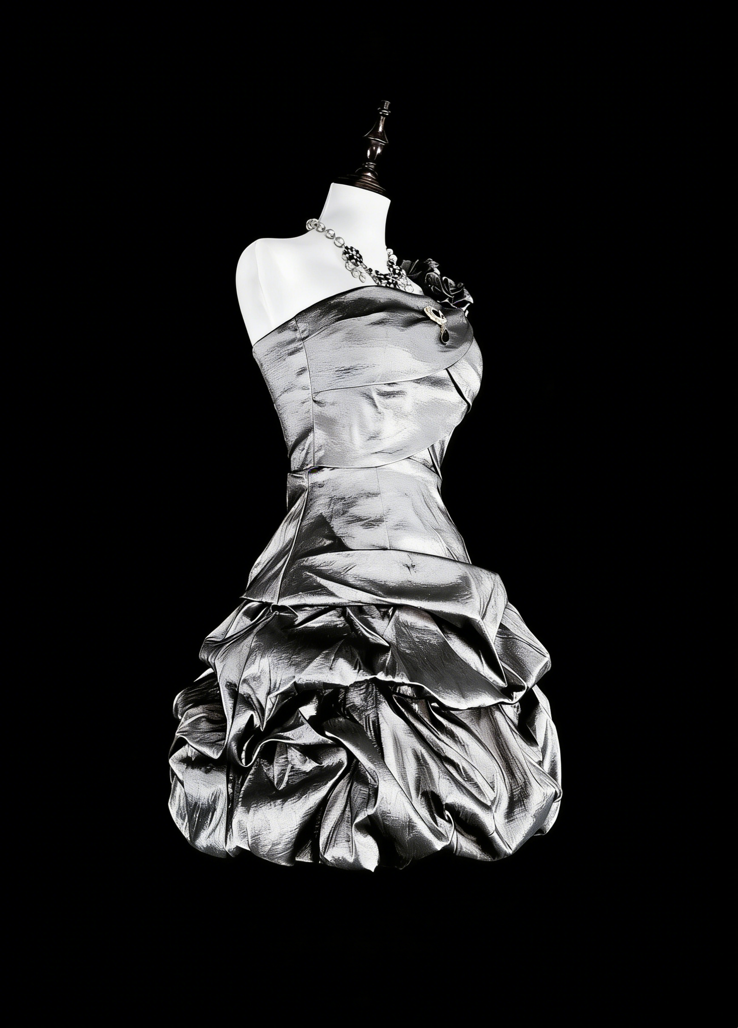 Robes de Bal Uniques Épaule Dénudée Gris Argent Mini Courtes Robes de Soirée de Retour à la Maison Robes de Cocktail Hoco N3071