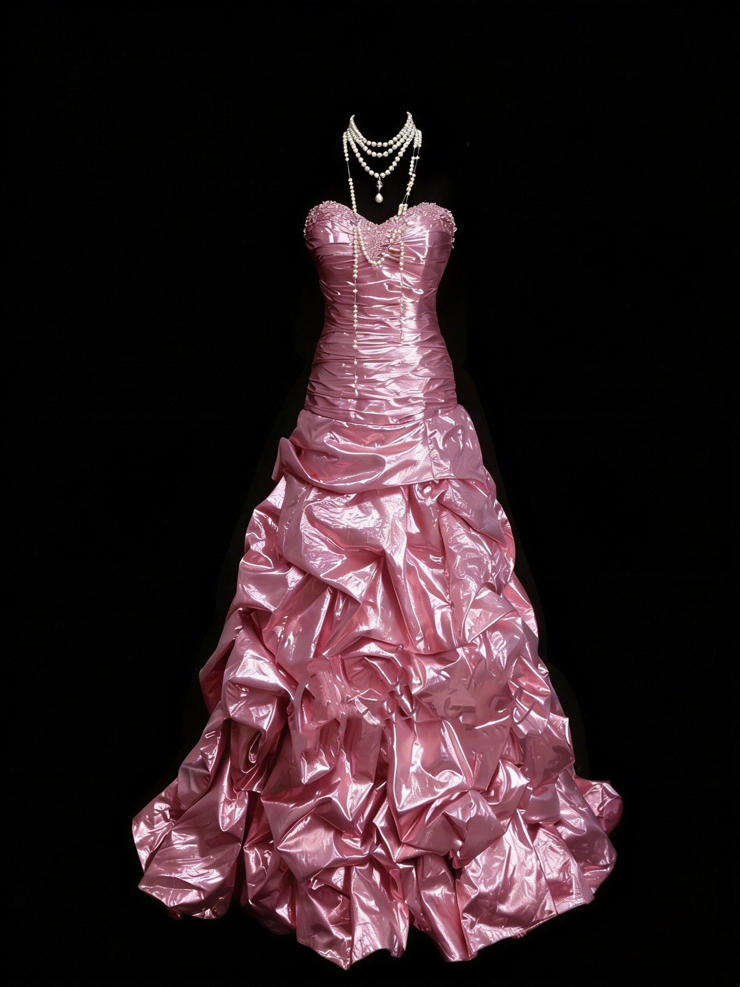 Vintage Meerjungfrauen-Abendkleid mit Herzausschnitt, rosa, ärmellos, 80er-Jahre-Stil, langes formelles Abendkleid N1443
