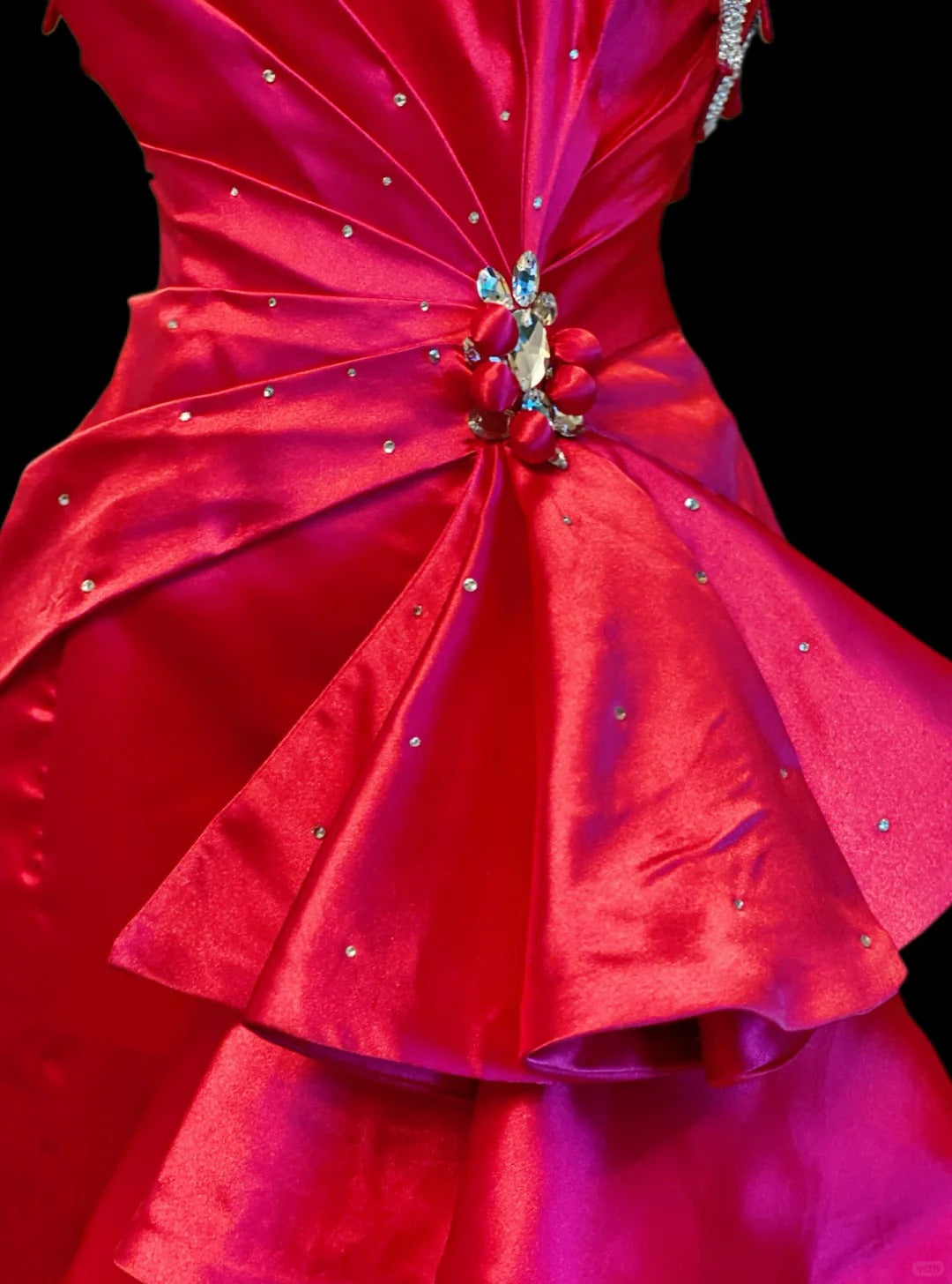 Extravagant Mermaid One Shoulder Hot Pink Satin Long Prom Dresses Inspo Evening Outfits RB4018