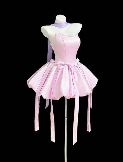 Cute Ball Gown Sweetheart Pink Satin Short Homecoming Dresses Senior High School For Teens Ideas Inspo Short Hoco Court Gowns RB7320