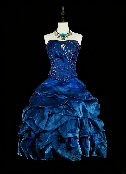 Robe de Bal Unique Coeur Bleu Marine Inspiration Vintage Années 2000 Robe de Soirée Courte Inspiration Robes de Rentrée N2015