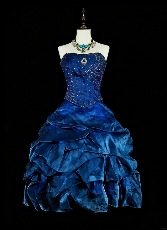 Unique Ball Gown Sweetheart Navy Blue Inspo Vintage Fashion 2000s Hoco Short Inspo Homecoming Dresses N2015