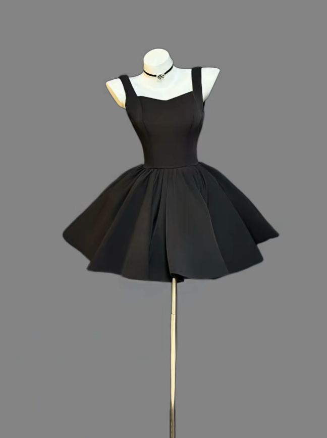 Amazing Ball Gown Square Neck Black Short Homecoming Dresses Senior High School For Teens Ideas Inspo Short Birthday Cocktail Gowns RB7331