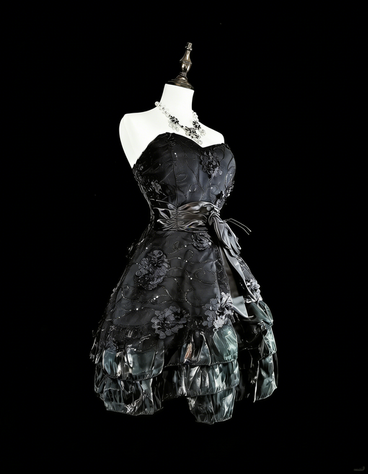 Ballkleid Sweetheart Schwarz Kurz Minikleid Partykleid Heimkehrkleider N2155