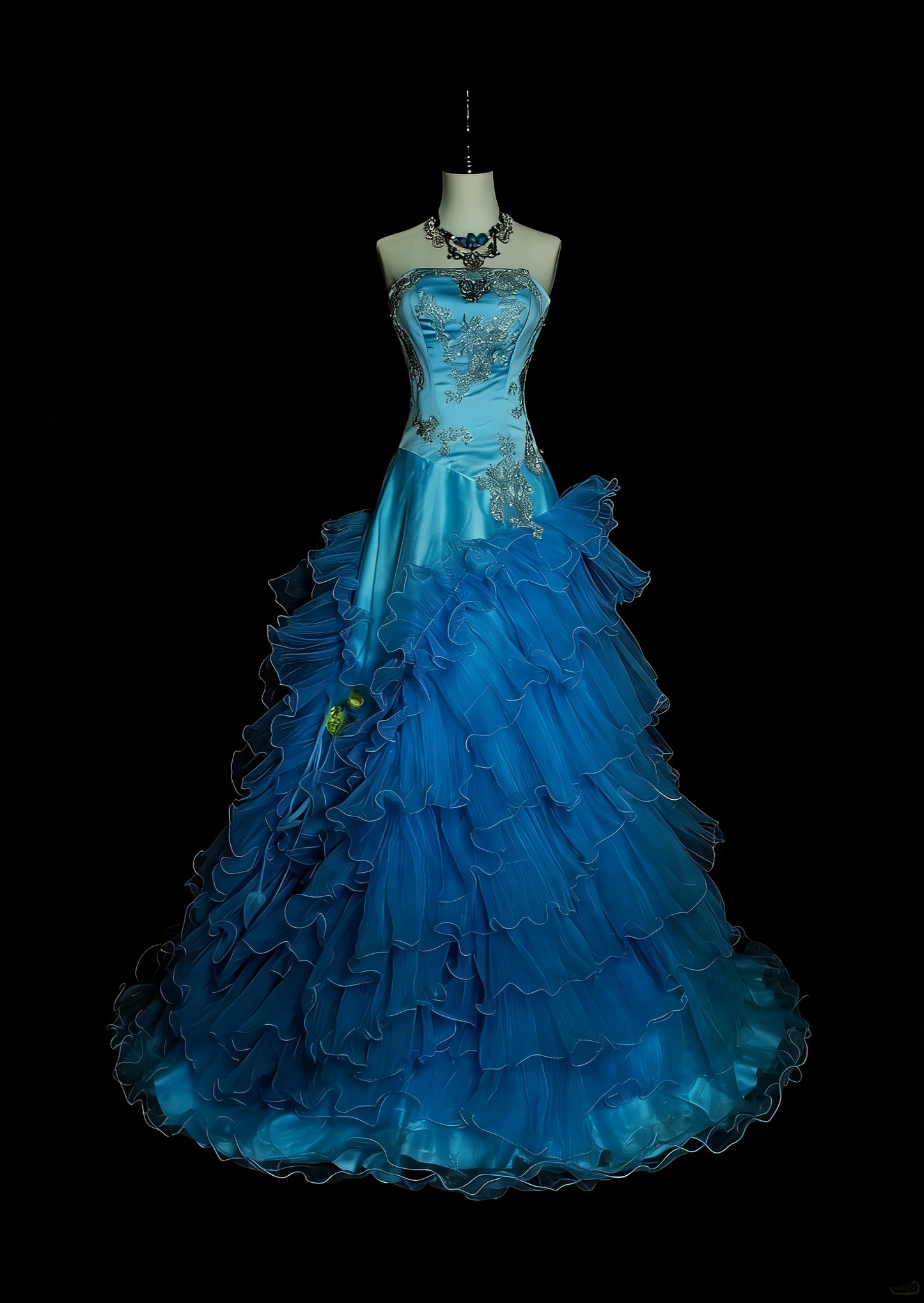 Vintage Mermaid Strapless Blue With Beads Sleeveless 80s Prom Dresses Long Formal Party Gown N1483
