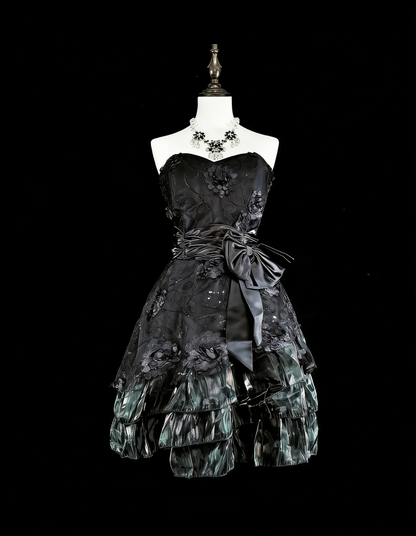Robe de soirée bustier noire courte mini pour bal de fin d'année, robes de retour à la maison N2155