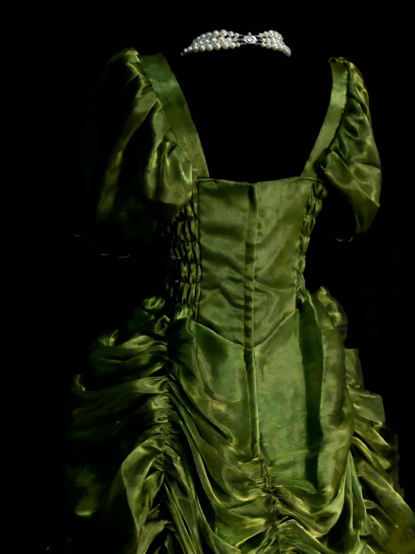 Robe de bal Rétro Vintage Années 60, Col Carré, Vert Olive, Longue Robe de Soirée N2134