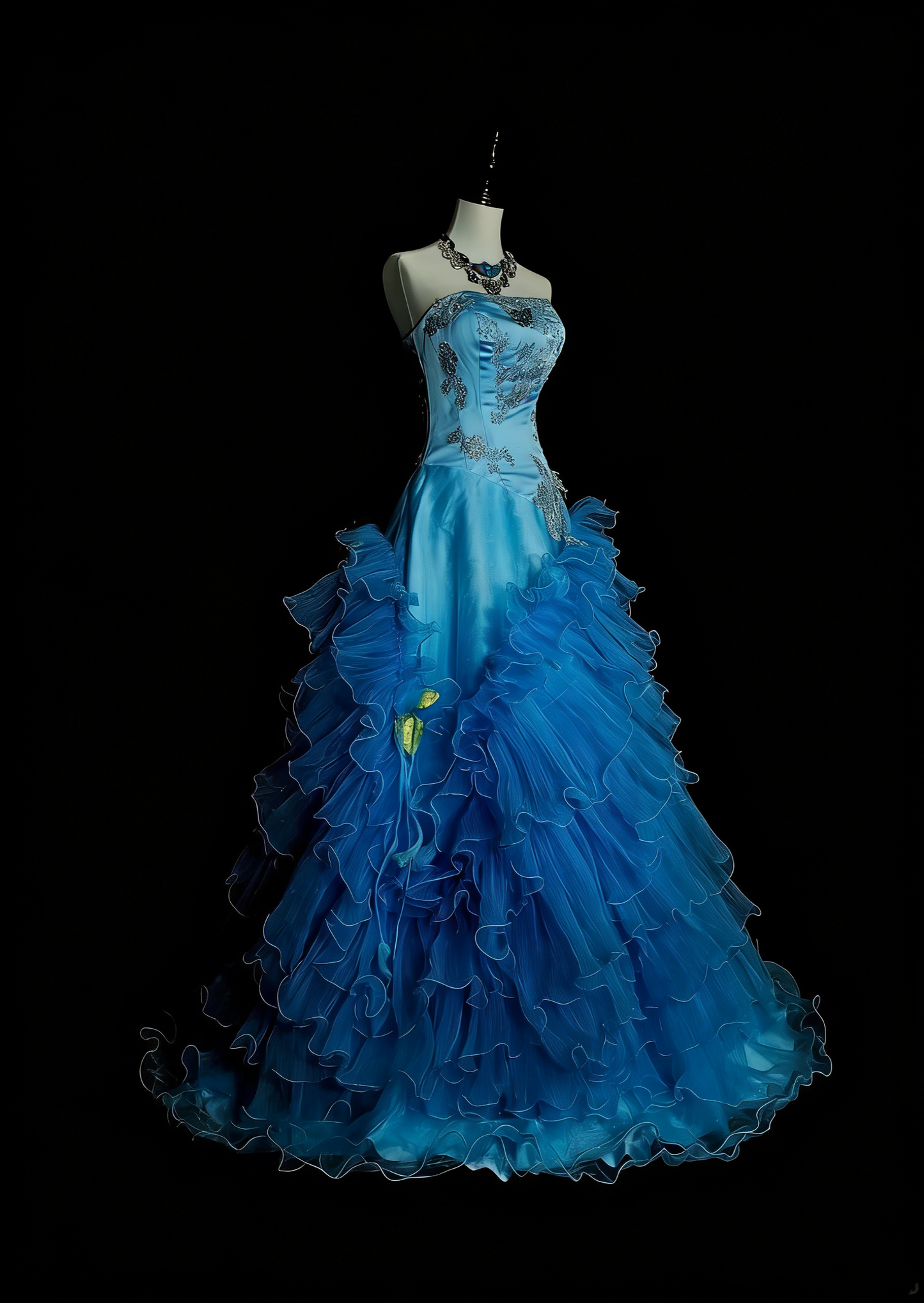 Vintage Mermaid Strapless Blue With Beads Sleeveless 80s Prom Dresses Long Formal Party Gown N1483
