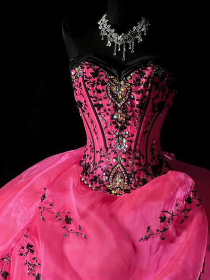 Ball Gown Sweetheart Hot Pink Sleeveless With Beadings Women's Long Quinceanera Dresses Sweet 16 Quince Dress N1185