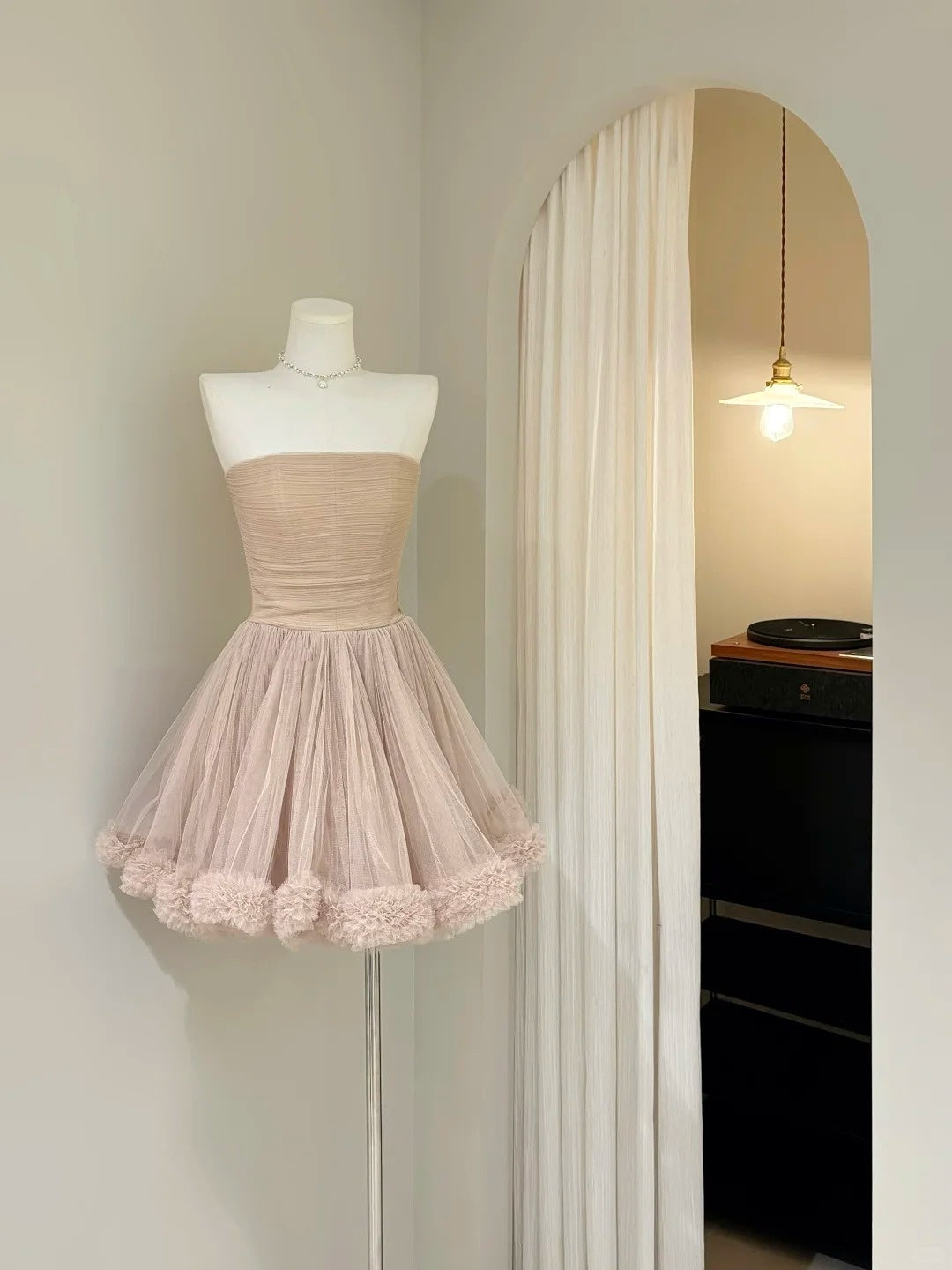 Elegant Ball Gown Strapless Pink Tulle Short Cocktail Gown Homecoming Dresses Ideas Hoco Outfits RB4815