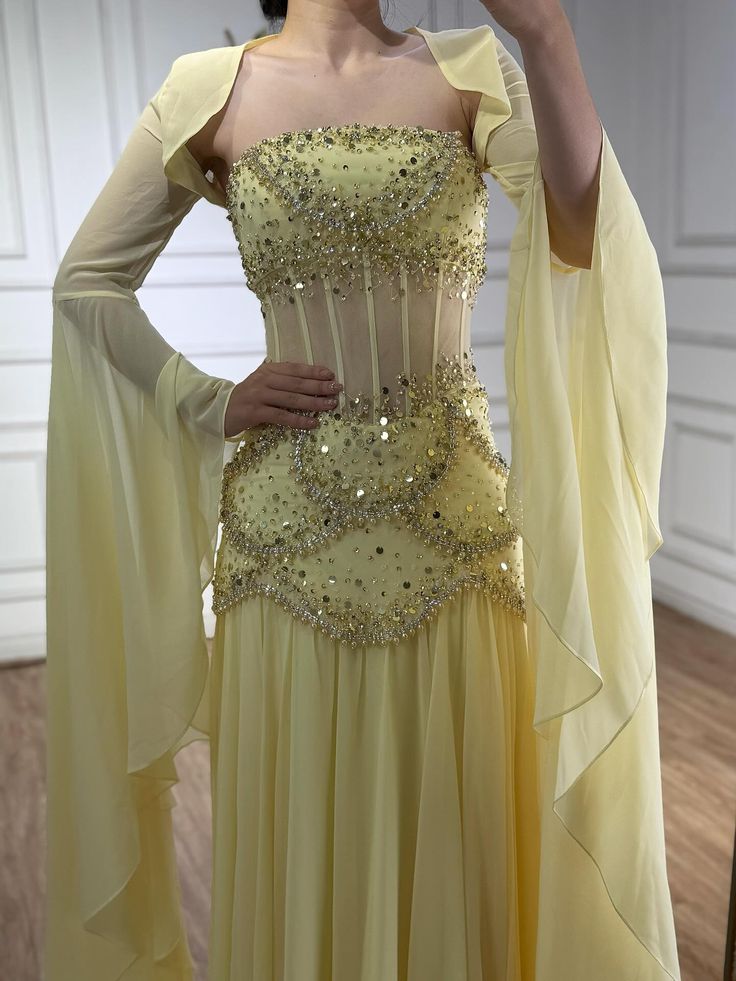 Robe de bal élégante en mousseline de soie bleue, coupe trapèze, sans bretelles, ornée de perles, tenue de soirée pour 20e anniversaire, RB1966