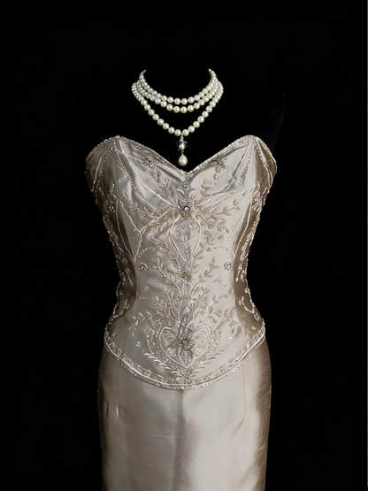 Elegantes, ärmelloses, langes Meerjungfrauen-Abendkleid aus Satin mit Herzausschnitt, formelles Kleid für die Oberstufe, N1252