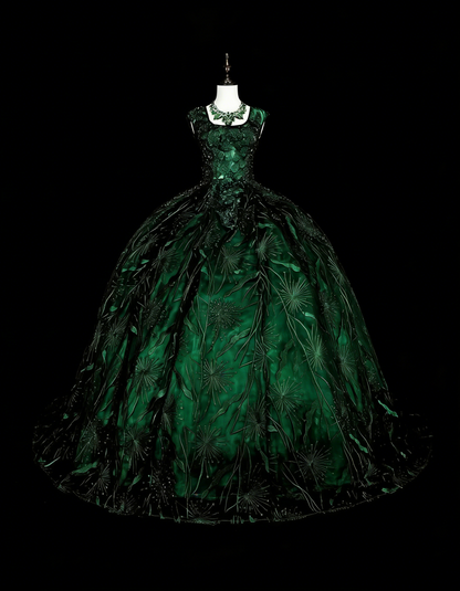Bescheidenes Ballkleid mit quadratischem Ausschnitt, dunkelgrüne lange Ballkleider für Damen, formelles Abendkleid N2368