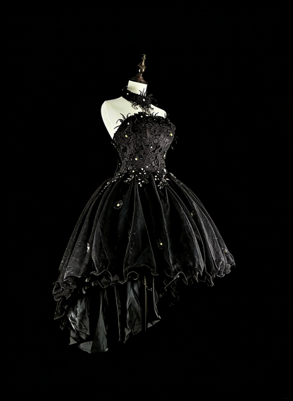 High Low Ball Gown Strapless Black Little Short Mini Party Dress Homecoming Dresses N2156