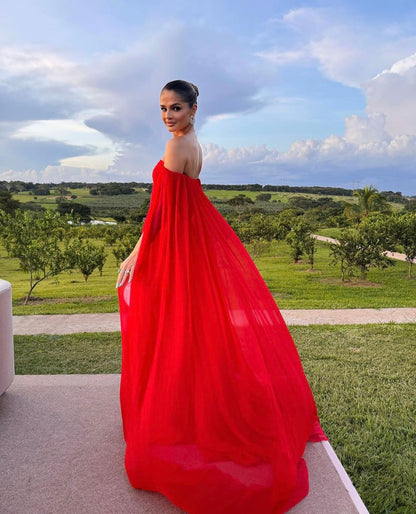 Elegant A Line Off The Shoulder Red Mother of the Bride/Groom Dress Simple Evening Formal Prom Dress AB443
