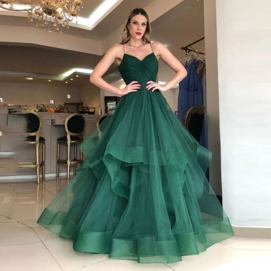 Elegantes Ballkleid mit Herzausschnitt, grünem Tüllspitzen-Abendkleid mit Perlen, Partykleid AB1089
