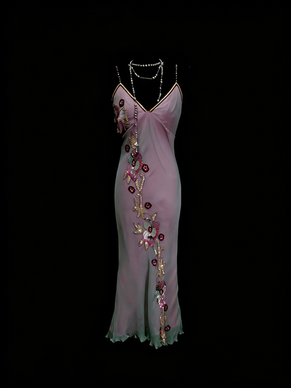 Robe femme été nouveau style vintage rétro sirène lilas robes de bal N2243