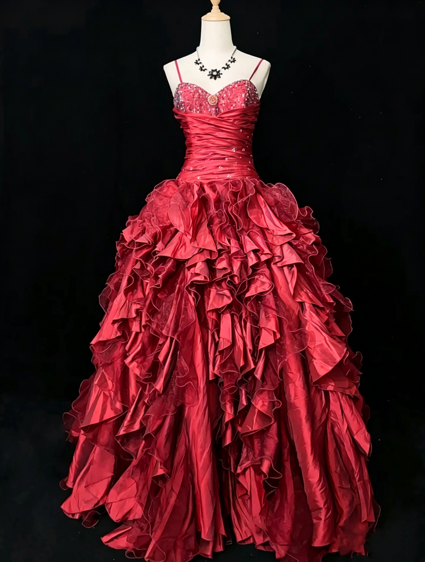 Vintage Prom Dresses Inspo Ball Gown Spaghetti Strap Purple Tulle Tiered Layers 80s With Beaded Formal Gowns N3357