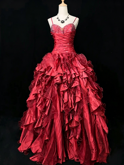 Vintage Prom Dresses Inspo Ball Gown Spaghetti Strap Purple Tulle Tiered Layers 80s With Beaded Formal Gowns N3357