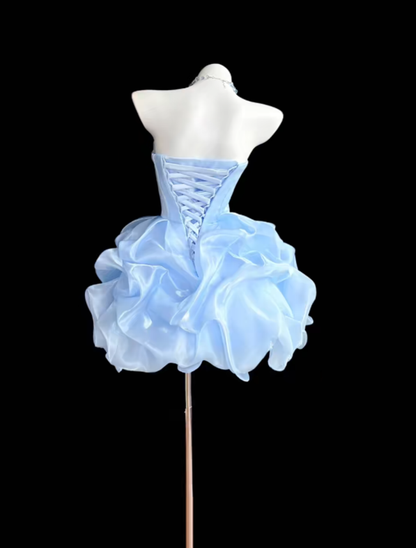 Pretty Ball Gown Strapless Blue Short Party Homecoming Dresses High School Ideas Inspo 17th Birthday Outfits RB7354