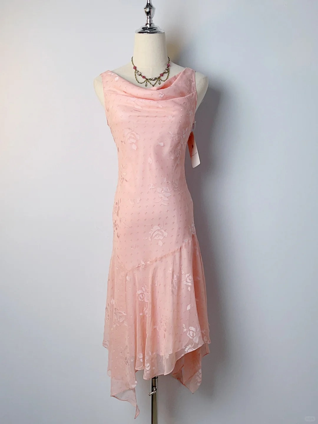 Retro Meerjungfrau Neckholder Schnürung Rosa Teelange Ballkleider Festliche Party-Outfits RB3918