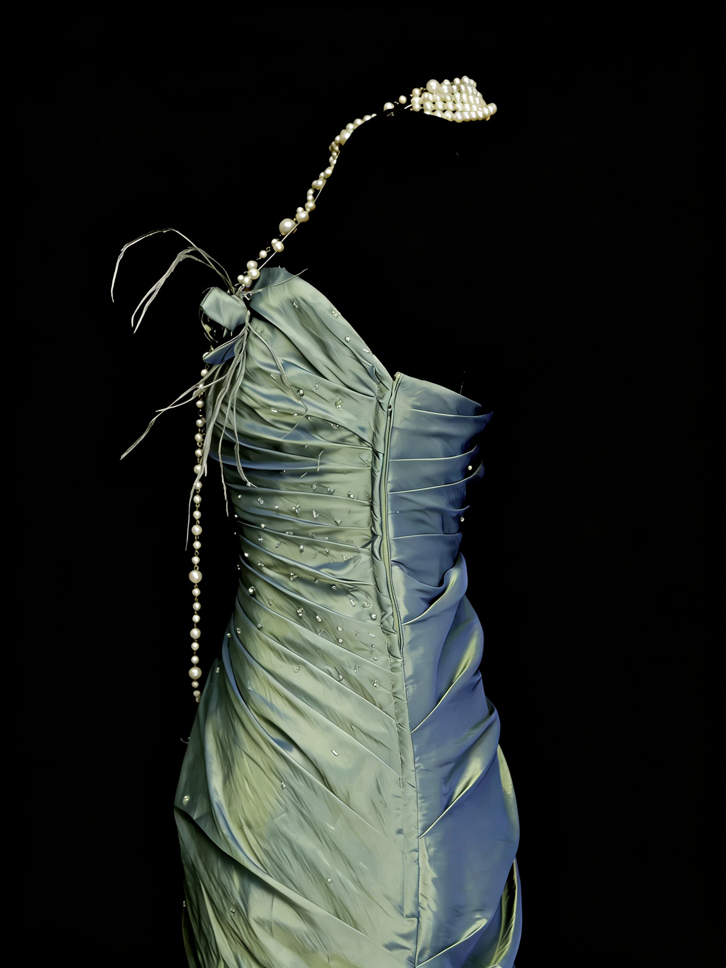Elegantes, trägerloses Meerjungfrauen-Kleid aus grünem Satin für College, Abschlussball und andere festliche Anlässe für Teenager (N1147)