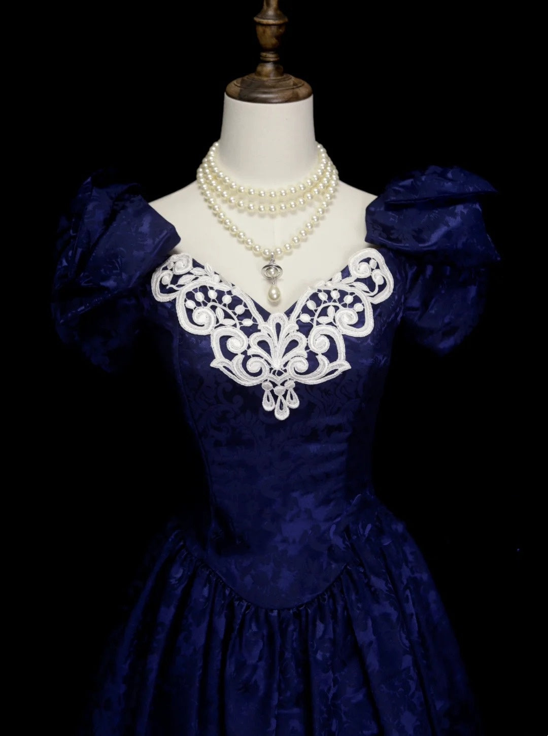 Vintage Ball Gown Royal Blue 1980s With Appliques College Formal Outfit Prom Graduation Dresses For Teens N1319