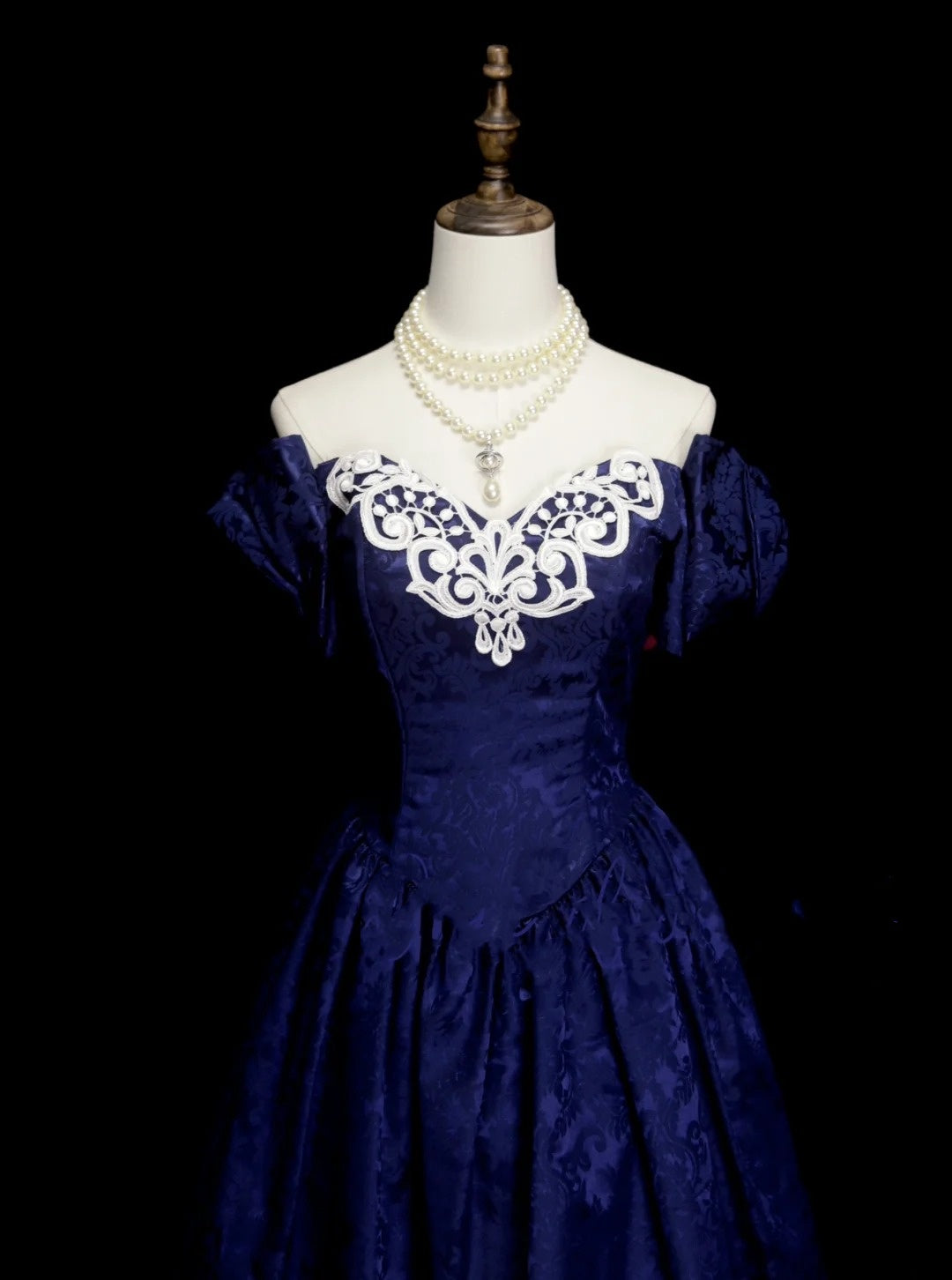 Vintage Ball Gown Royal Blue 1980s With Appliques College Formal Outfit Prom Graduation Dresses For Teens N1319