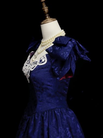 Vintage Ball Gown Royal Blue 1980s With Appliques College Formal Outfit Prom Graduation Dresses For Teens N1319