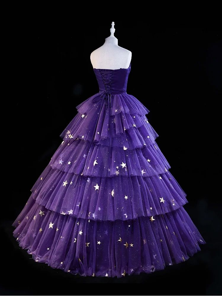 Luxuriöses, trägerloses Ballkleid in Traubenfarbe mit Spitze, Modell 2026, Abschlussballkleid, 16. Geburtstagskleid für Damen, formelles Abendkleid AB1207