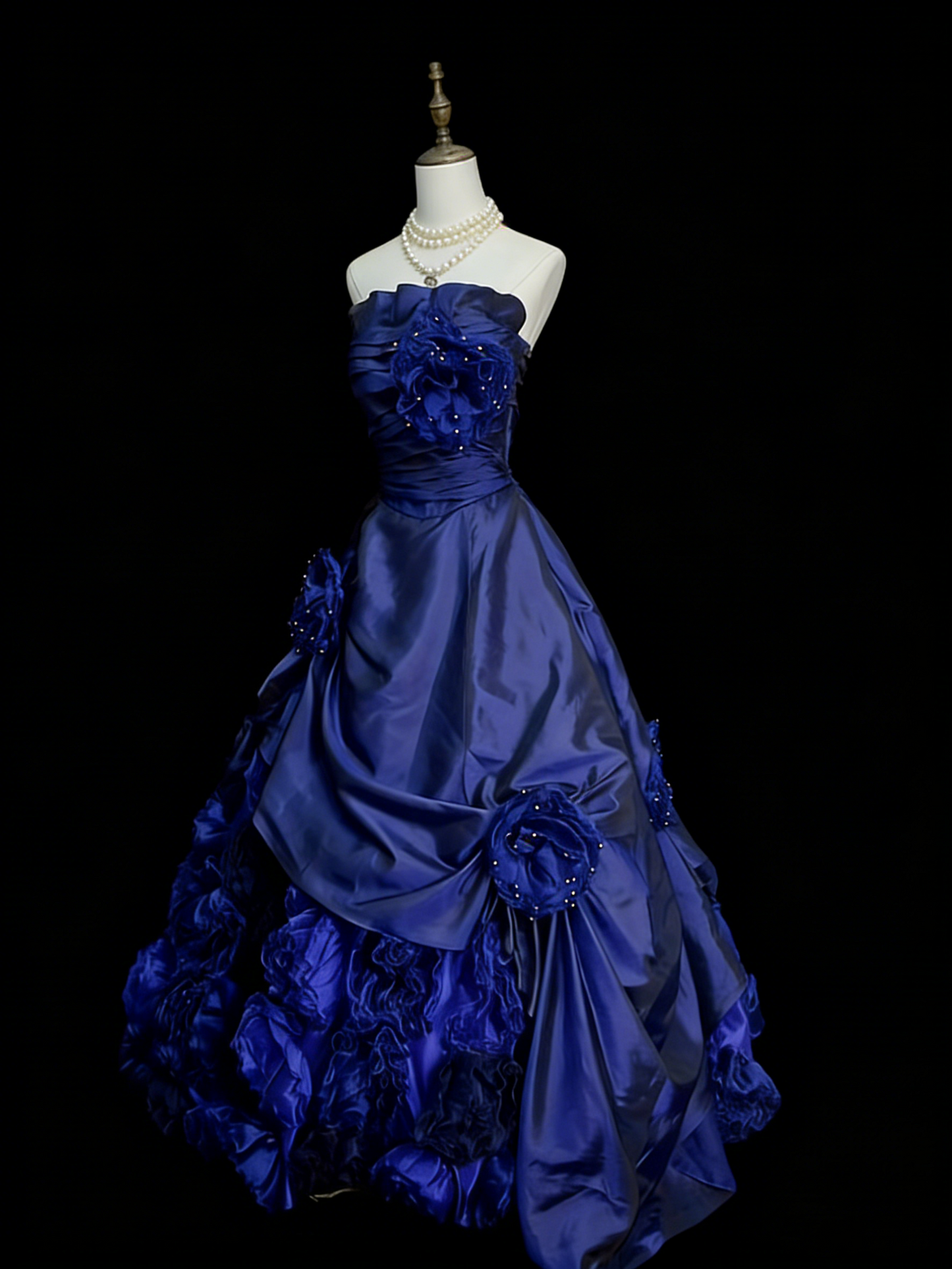 Bezauberndes trägerloses Ballkleid für Sweet 16, Quinceañera, langes Kleid mit 3D-Blumen, Vestidos De Fiesta N1242