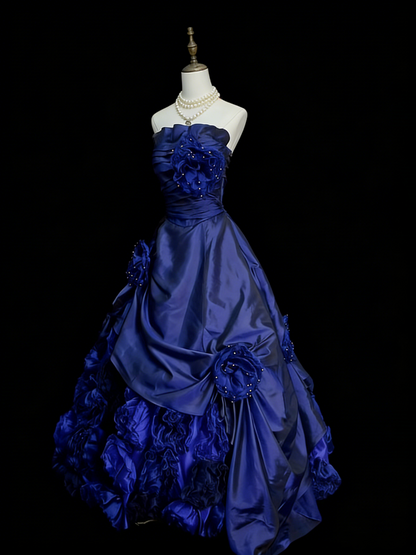 Bezauberndes trägerloses Ballkleid für Sweet 16, Quinceañera, langes Kleid mit 3D-Blumen, Vestidos De Fiesta N1242