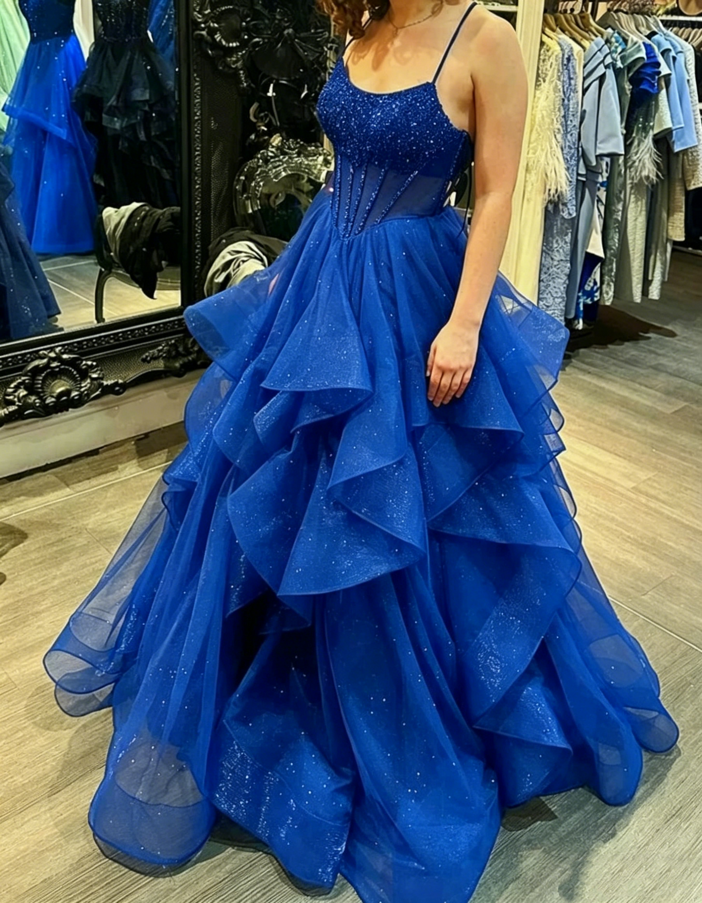 Classy Ball Gown Sheer Corset Prom Dress Inspo For Women Girls Formal Party Gowns Long Formal Dresses AB1844