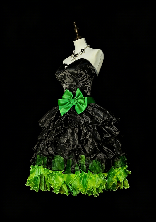 Unique Ball Gown Sweetheart Black Green Tulle Inspo 2000s Hoco Gowns Short Inspo Homecoming Dresses N1365