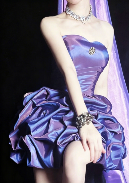 Glamouröses Ballkleid, Neckholder, Lila, mit Schmuckstein, Partykleid, Cocktailkleid, Heimkehrkleider N3814