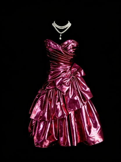 Robe de bal rétro rose à décolleté cœur, robe courte pour un 18e anniversaire, robe de soirée N1259