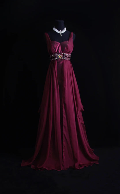 Retro-A-Linien-Chiffonkleid mit herzförmigem Ausschnitt und perlenbesetztem Oberteil im 90er-Jahre-Stil – Inspiration für Outfits zum 18. Geburtstag – Festliches Kleid N492