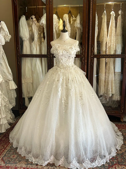 Robes de mariée vintage années 80 Robe de bal bustier à sequins longue Robe de mariée ajustée N2269
