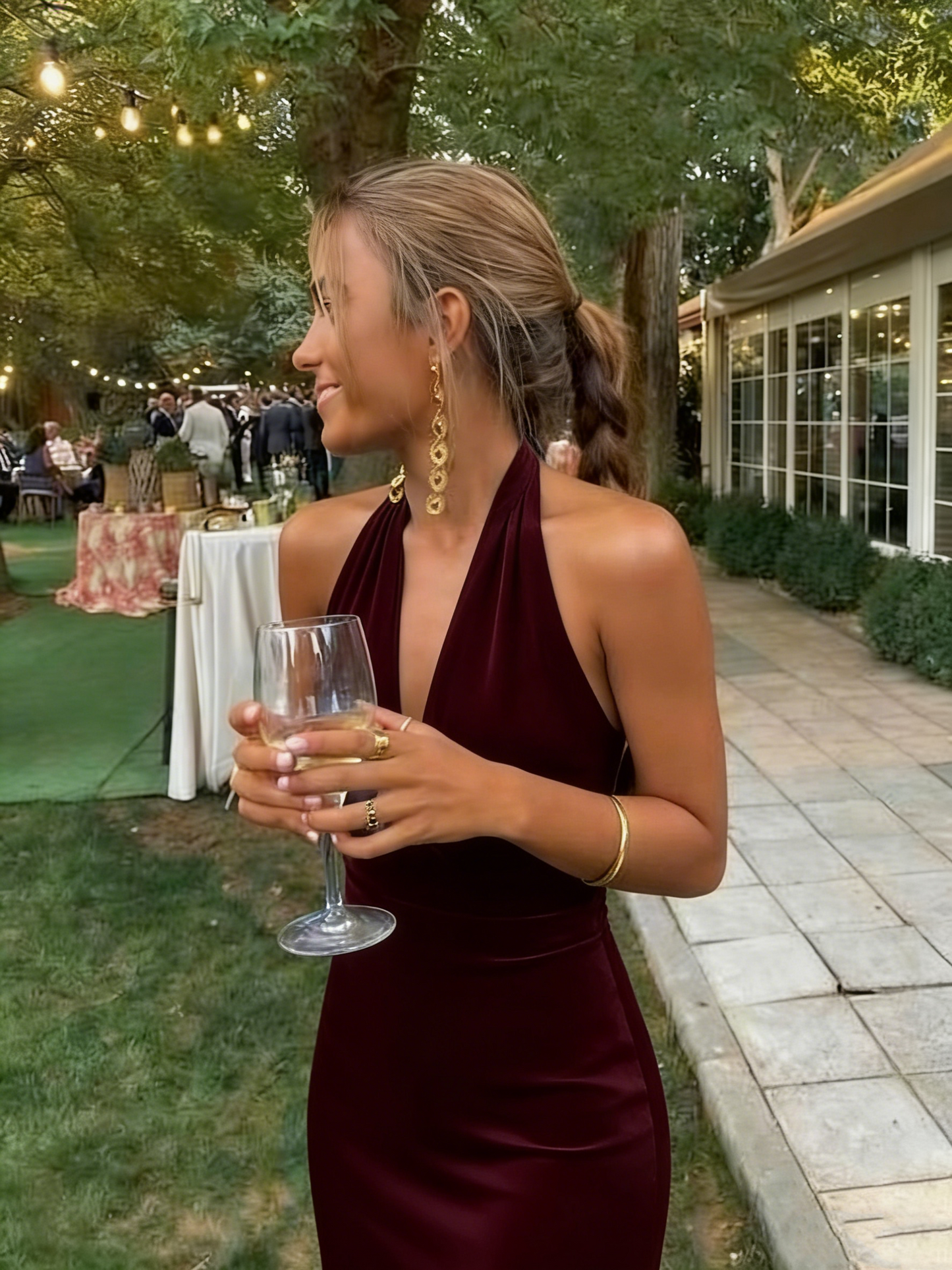 Simple Halter A Line Blue Long Prom Dresses For Women AB1554