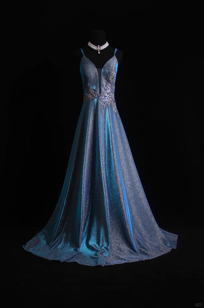 Retro-A-Linien-Kleid mit Spaghettiträgern, marineblau, paillettenbesetzt, langes Ballkleid im Stil der 1950er Jahre, Inspiration für Outfits zum 18. Geburtstag, formelles Kleid N496